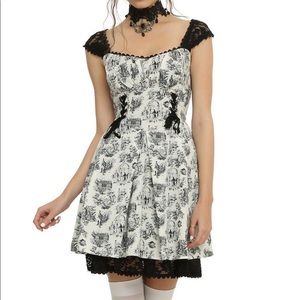 Black & White Pride Prejudice And Zombies Lace-Trim Fit-and-Flare Dress